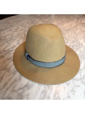 Zadig & Voltaire Neo Alabama Tan Fedora Hat With Ribbon Band - 100% Wool - Styli